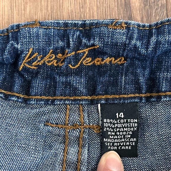 Kikit Denim Boyfriend Dark Wash Button Flap Square Pocket Sailor Shorts Sz 14 - Picture 3 of 9